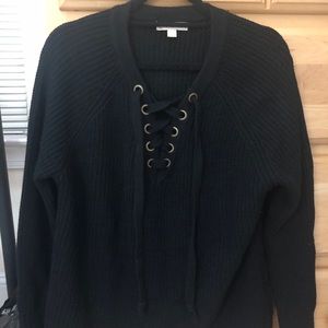 black cross front sweater